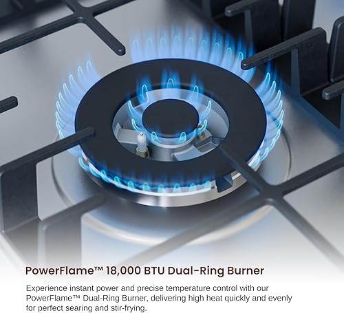 Miniatura 6 de Rangaire RCG301S - Placa de cocina de gas de 30 pulgadas, acero inoxidable, quemadores sellados, rejillas de hierro fundido, controles de quemador