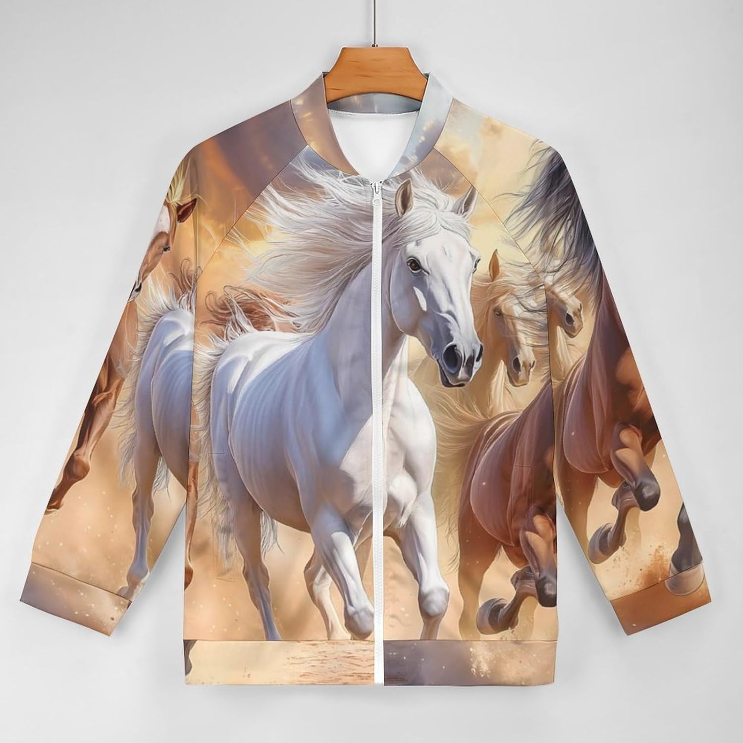 Horses Running Men's Outerwear Jackets & Coats Casual Zippered Windbreakers Tops