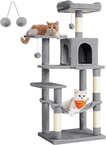 Miniatura 8 de Feandrea Árbol para gatos, torre para gatos de 44.1 pulgadas para gatos de interior, condominio para gatos de varios niveles con 4 postes