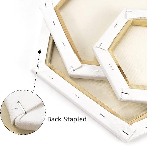 Miniatura 3 de Lienzo hexagonal en blanco estirado para pintar tableros de lienzo blanco con marco, juego de 3 lienzos (864 pulgadas), suministros de pintura,