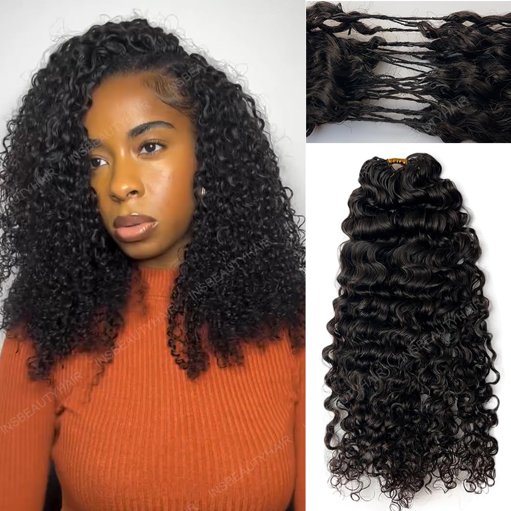 Feather Crochet Human Hair Extensions Water Deep Wave Pre Separated 100% Human Crochet Hair Bundles Burmese Curly Braiding Hair Knotless Crochet Hair for Black Women 20inch 120g