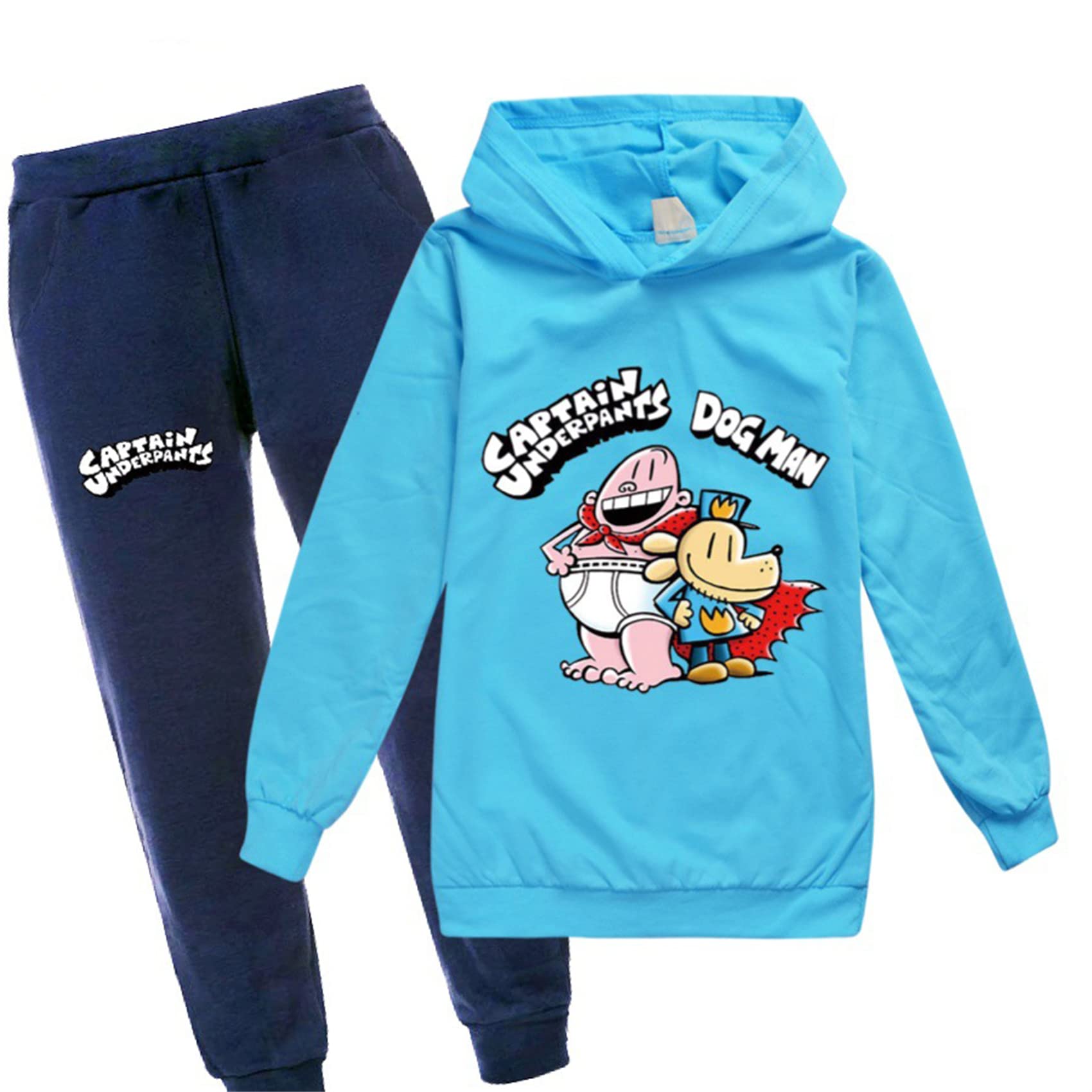 Mayooni Unisex Kids Casual Comfy Clothing Outfits Sets-The Adventures of Captain Underpants Tracksuits Sweatshirts for Fall Lake Blue