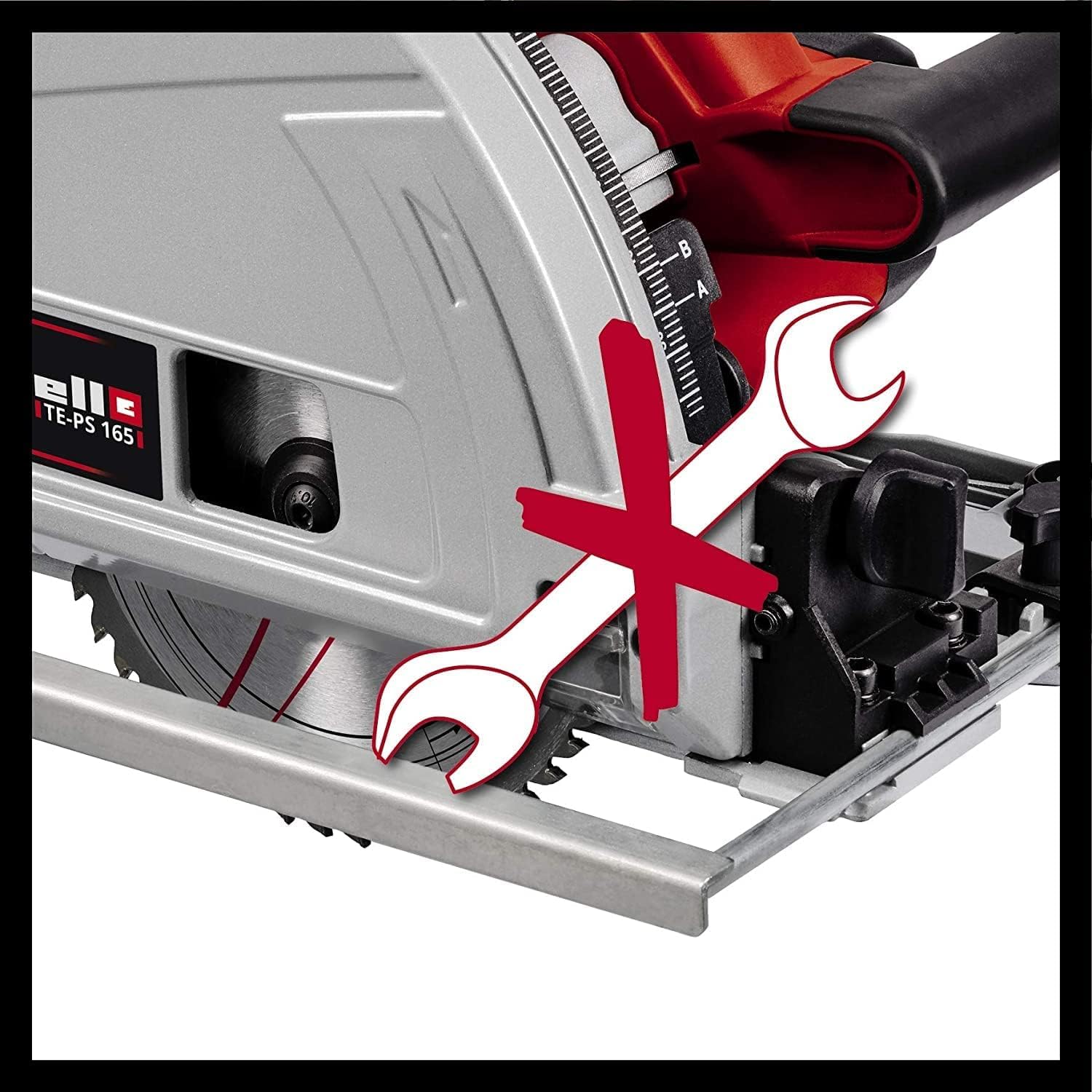 Einhell Scie plongeante TE-PS 165 (1200 W, Diamètre de lame : 165mm, 48 dents, lame HW/TCT, profondeur de coupe : 56 mm, réglage sans outil, Livré avec accessoires)