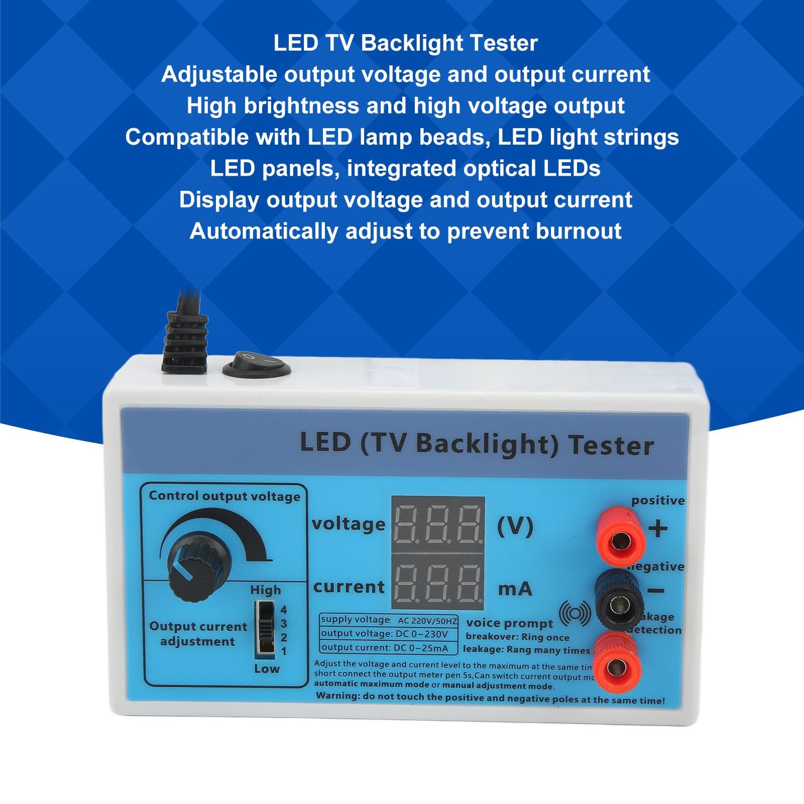 Probador de Retroiluminación Led Para Tv, Tiras Multifunción Lámpara, detector de Luz Herramienta de Reparación, Salida 0-230V Enchufe Ue 220V