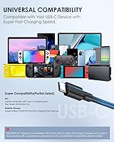 Vista 6 de Cargador de 45 W para Steam Deck, Nintendo Switch, Switch Lite OLED de carga súper rápida de 6.5 pies, cable plegable para modo de TV, fuente