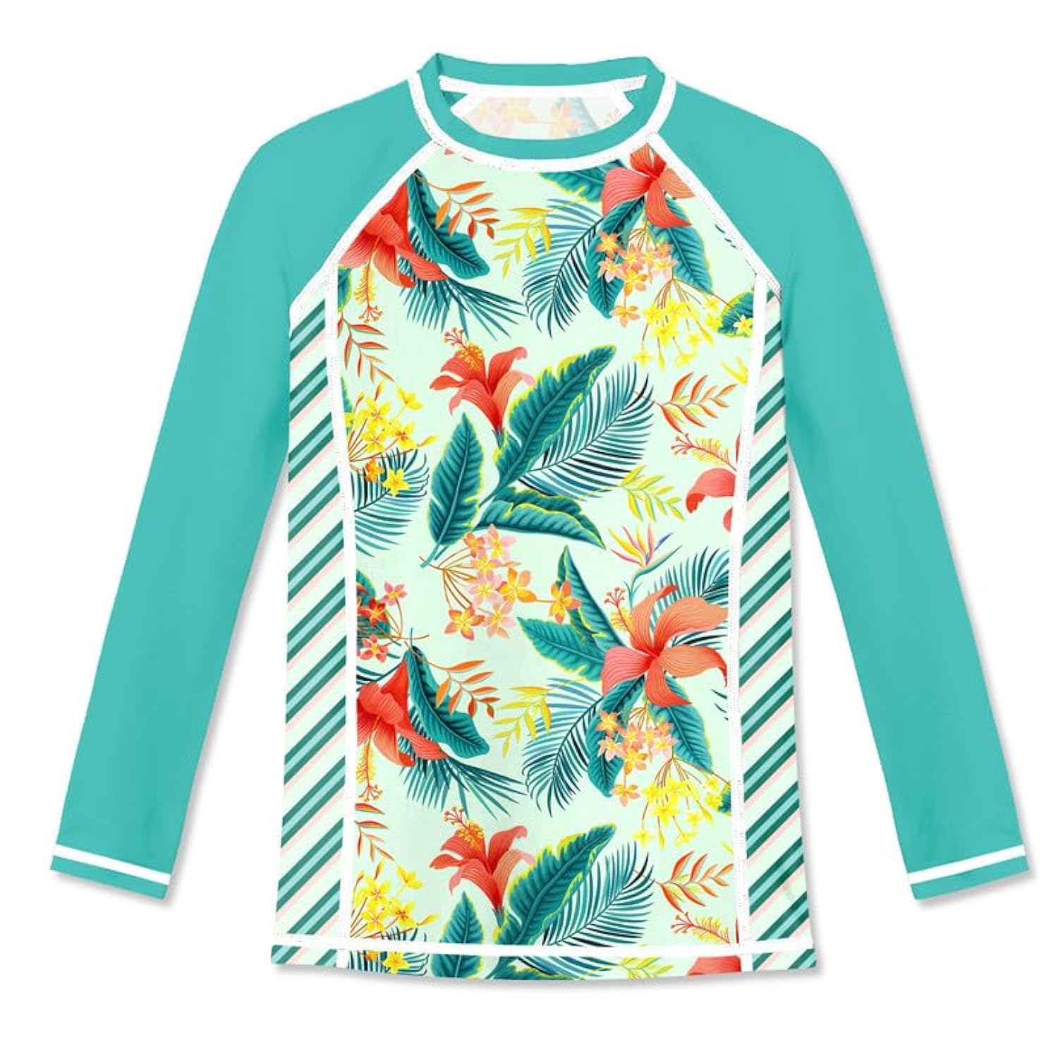 BesserBay Camiseta de natación para niña, protección solar, manga larga, camiseta UV 110-150
