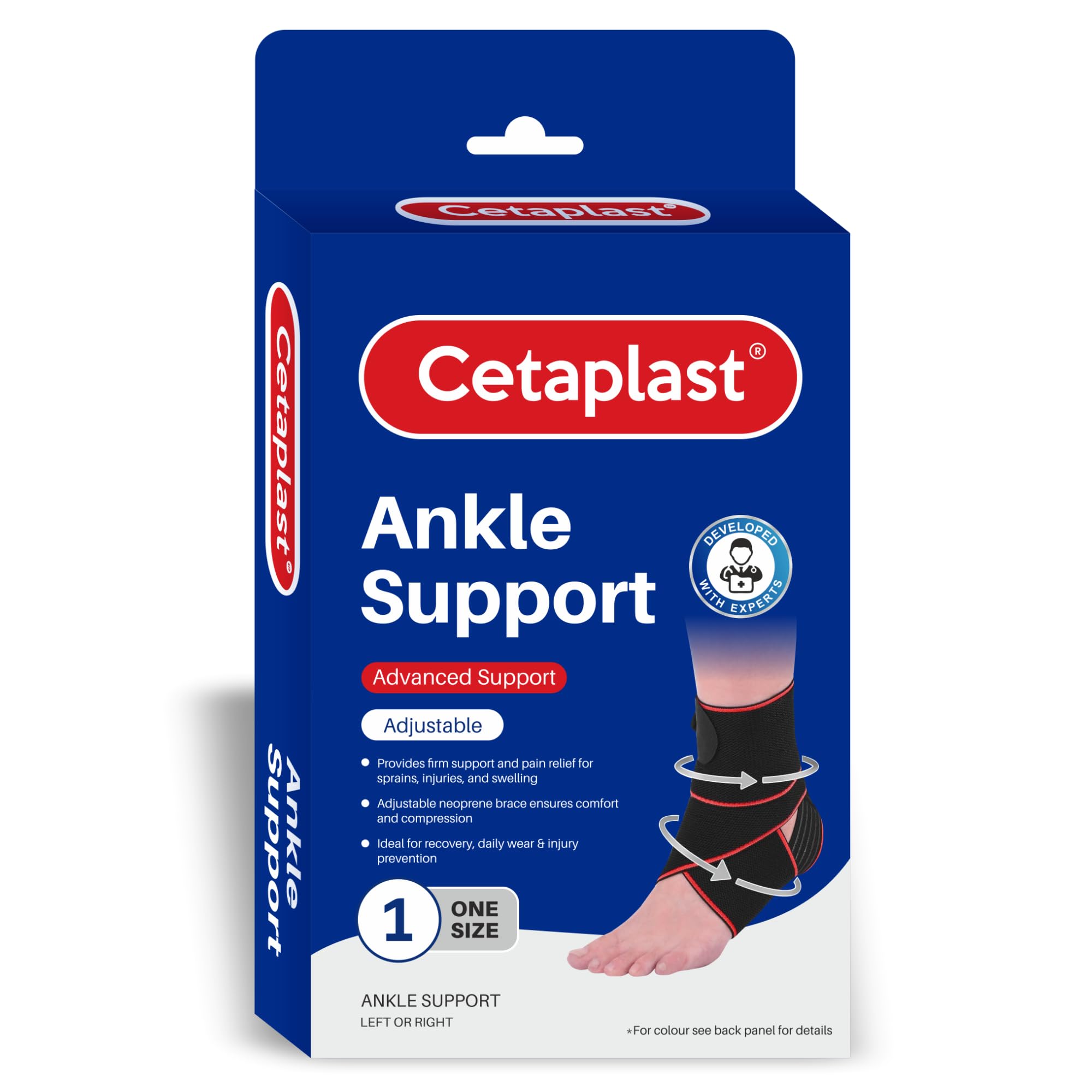 Ankle Support Brace - Adjustable Ankle Brace Wrap Strap for Sports Protect, Plantar Fasciitis, Achilles tendonitis, Ligament damage, Injury Recovery, Men Women (Free Size) (Red)