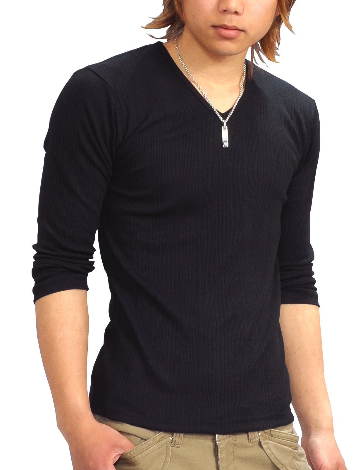 (スペイド) SPADE Tシャツ メンズ 無地 七分袖 半袖 カットソー Vネック【q424】