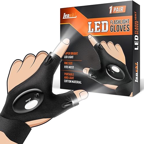 Lenski Regalos para Hombres, Rellenos de Media para Hombres Adultos Guantes con Linterna, Regalos de Navidad para Papá Él Abuelo Esposo, Regalos de