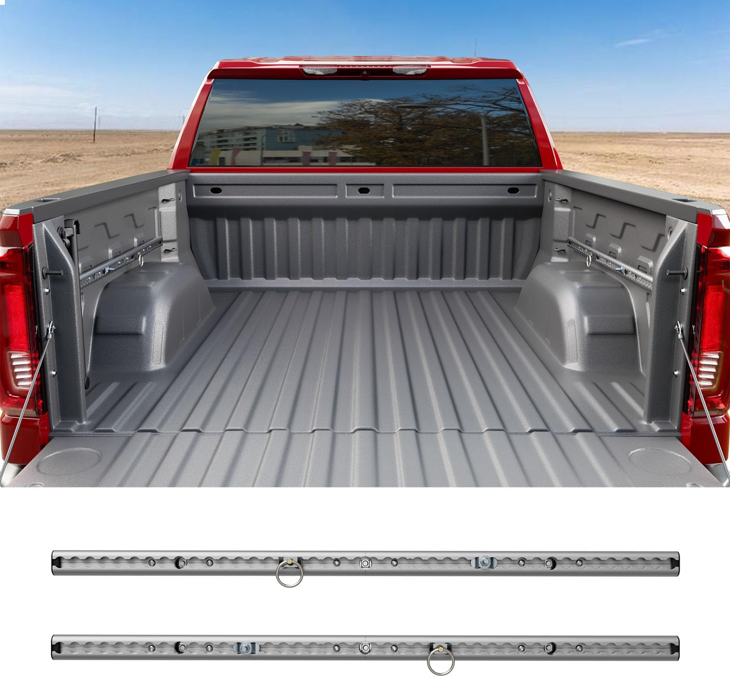 CZmenghe 5.82FT Side Trail Rail for 2019-2026 Chevy Silverado & GMC Sierra 1500 - Durable Aluminum Tie-Down Replacement