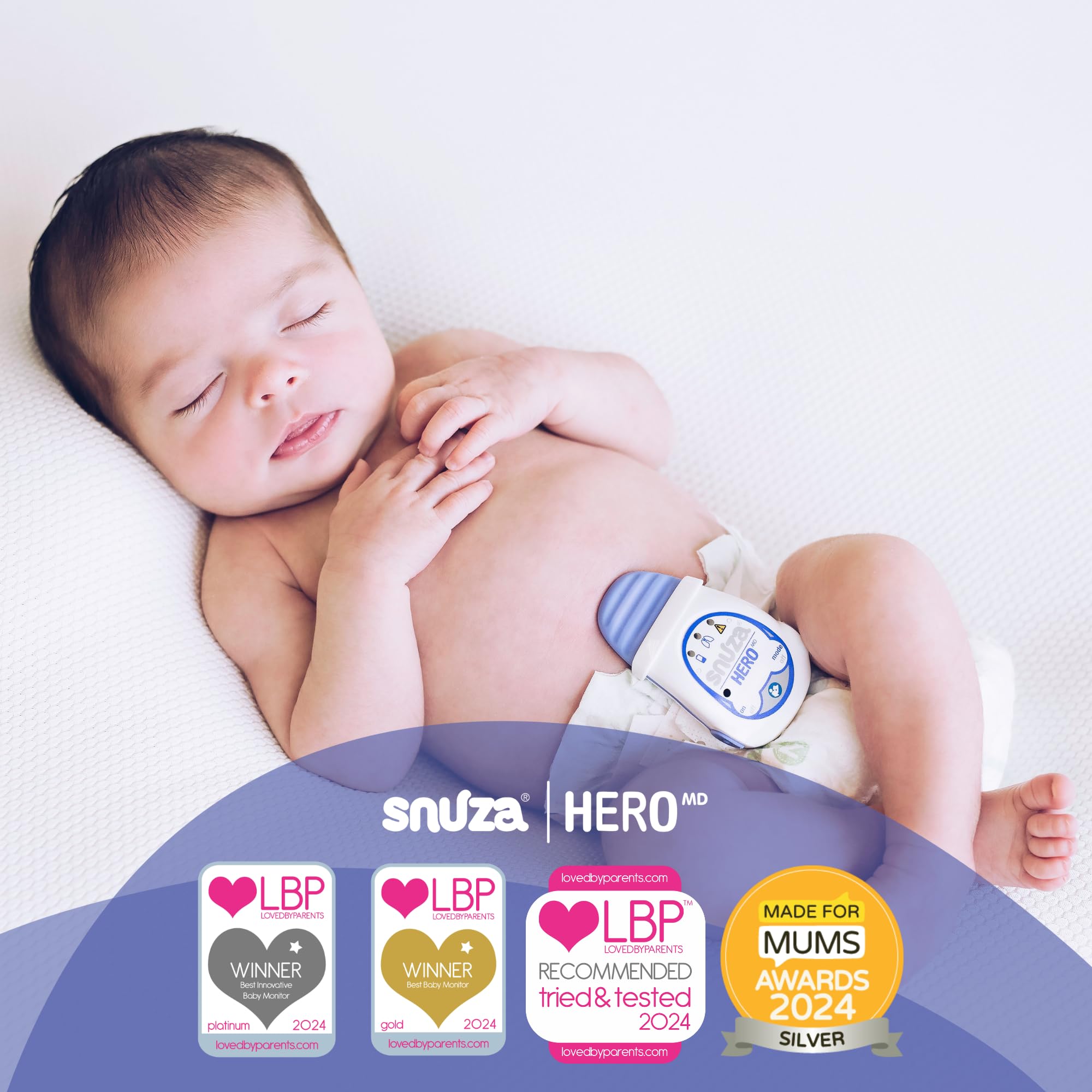 Snuza Hero MD Moniteur bébé – Avec fonction d'alarme et de notification – Sans fil et portable – Moniteur bébé pour un sommeil plus paisible pour votre bébé