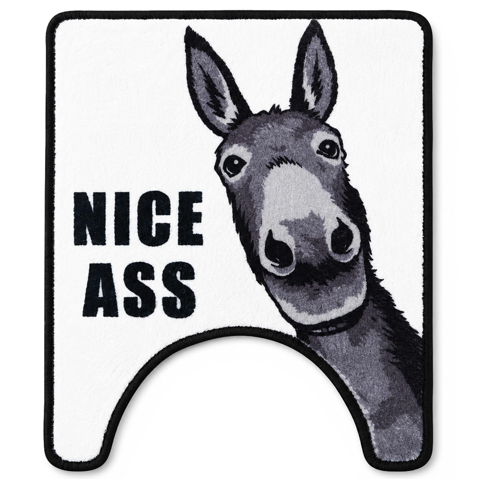 Drydiet U Shaped Toilet Rug Washable Cute Bath Mat 24x20,Donkey — image 1