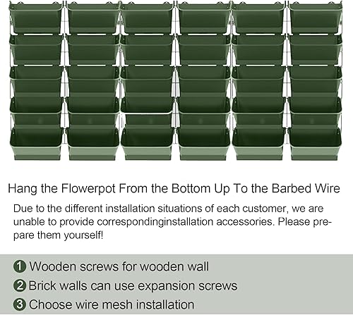 Miniatura 4 de Maceta vertical de pared apilable para interiores y exteriores, con 60 bolsillos, para jardín, con riego automático, para plantas, plantas, plantas,