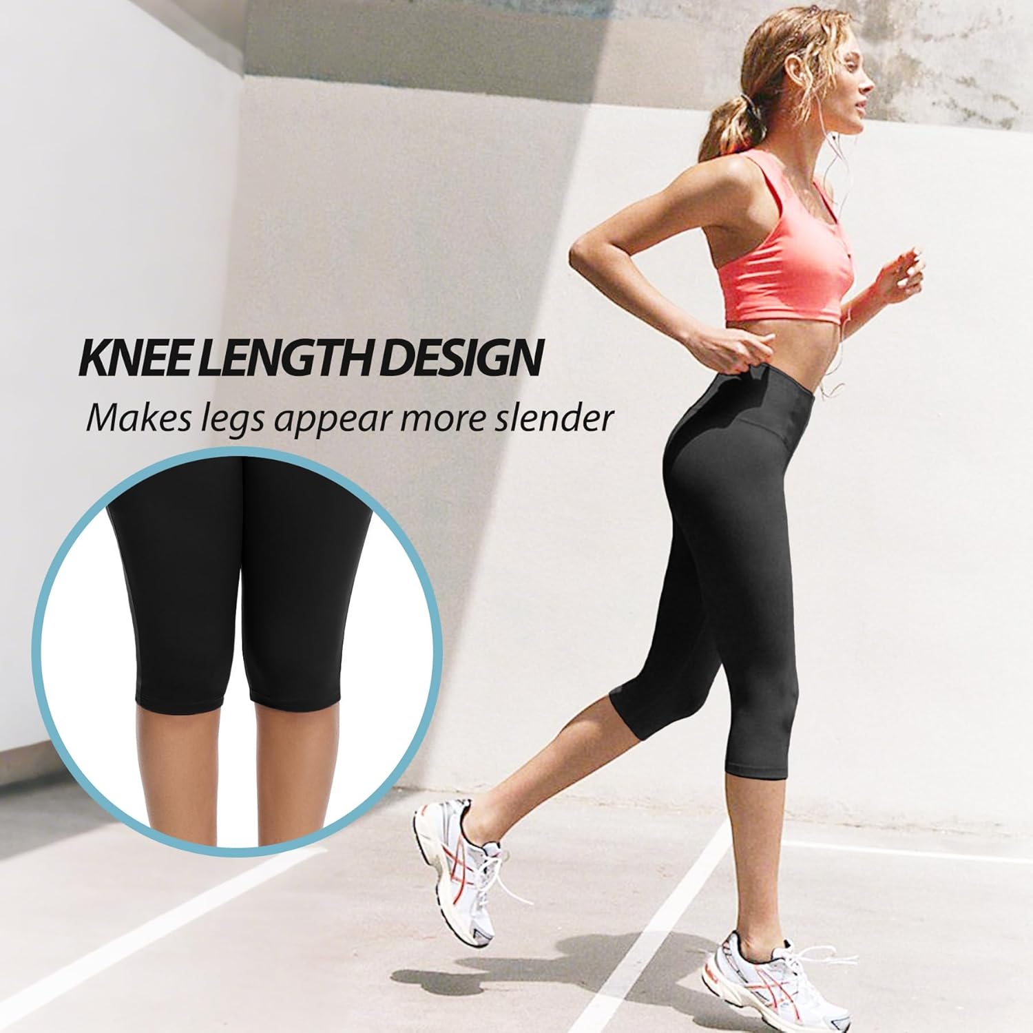FULLSOFT 2 Pack Women's Capri Leggings - High Waisted Knee Length Capris Yoga Pants for Summer Casual Workout - Image 5