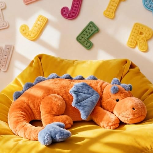 Miniatura 74 de ARELUX Peluche grande de dragón de 36 pulgadas, suave peluche de pterosaurio verde, almohada gigante de dinosaurio mullido con alas para amigos