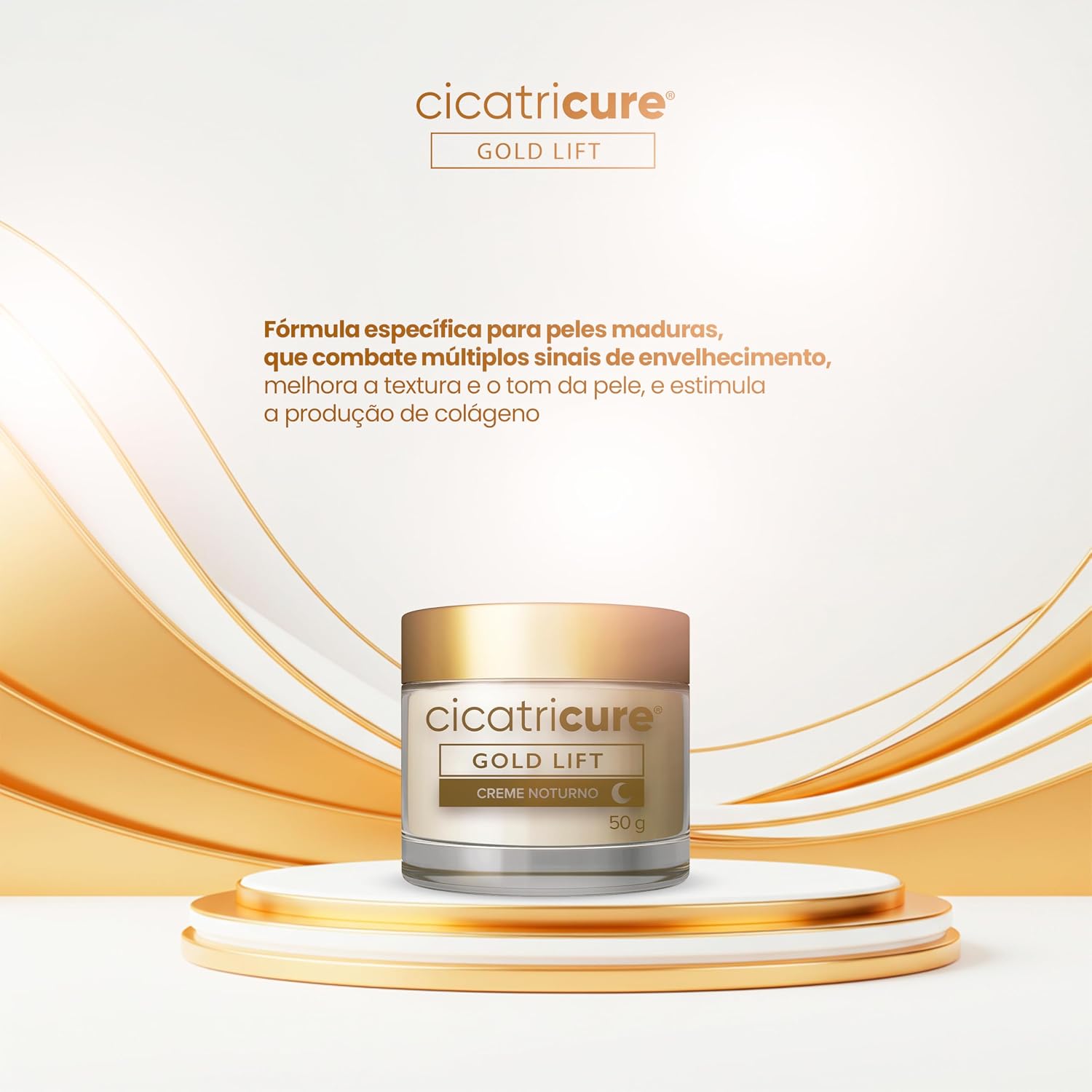 Cicatricure Gold Lift Creme Noturno Facial Hidratante Antirrugas com Efeito Tensor, Nutritivo para Autorreparação, Reafirma Contorno, Reduz Rugas Gravitacionais em 6 Semanas, Clareador 50g Cicatricure Gold Lift Creme Noturno Facial Hidratante Antirrugas com Efeito Tensor, Nutritivo para Autorreparação, Reafirma Contorno, Reduz Rugas Gravitacionais em 6 Semanas, Clareador 50g