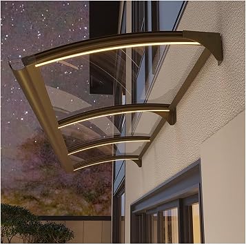 QWEASDF Front Doors/Windows Overhang Awning ,Window Door Awning Canopy, Aluminum Bracket Polycarbonate Board,for Sun Shutter, UV, Rain ,Large Sink Design, with Accessories150x210cm/59x83in