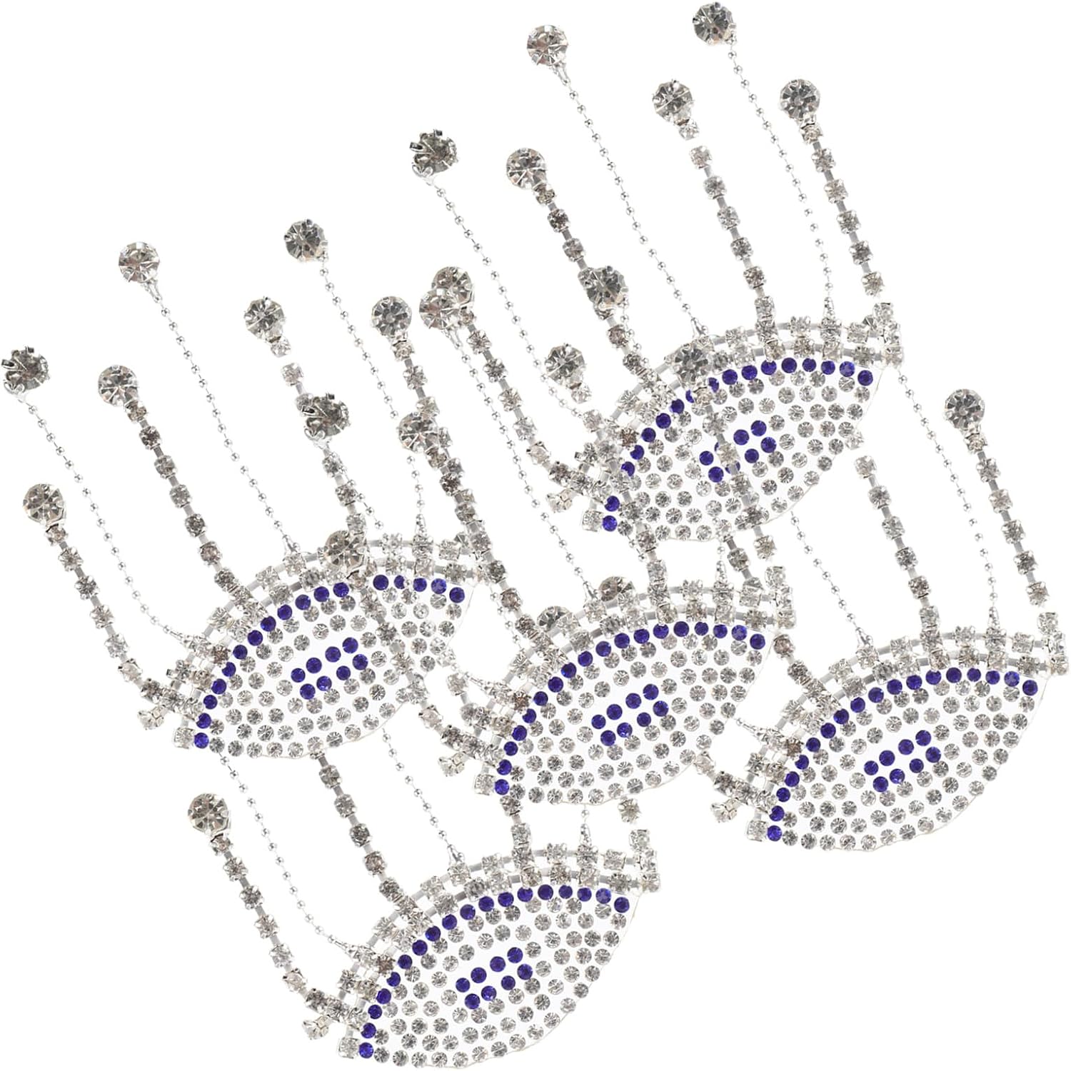 Artibetter 5pcs Eye Shape Rhinestone Tassel Patches Clothing Accessories DIY Applique Patches for Garments Bags Repair Embellishments
