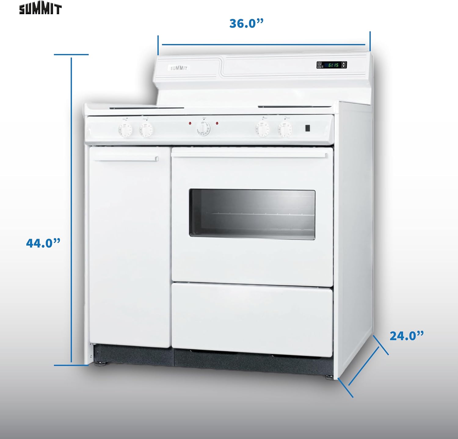 Summit 36” Electric Range, 220V Electric Coil Burners, Large 2.9 cu.ft Oven, ADA Complaint, White- WEM430KW