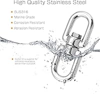 Vista 3 de AMYSPORTS Anillo de ojo giratorio de acero inoxidable pesado Conector de ojo giratorio de doble extremo ojo giratorio marino SUS316 Loop Dia 0.236