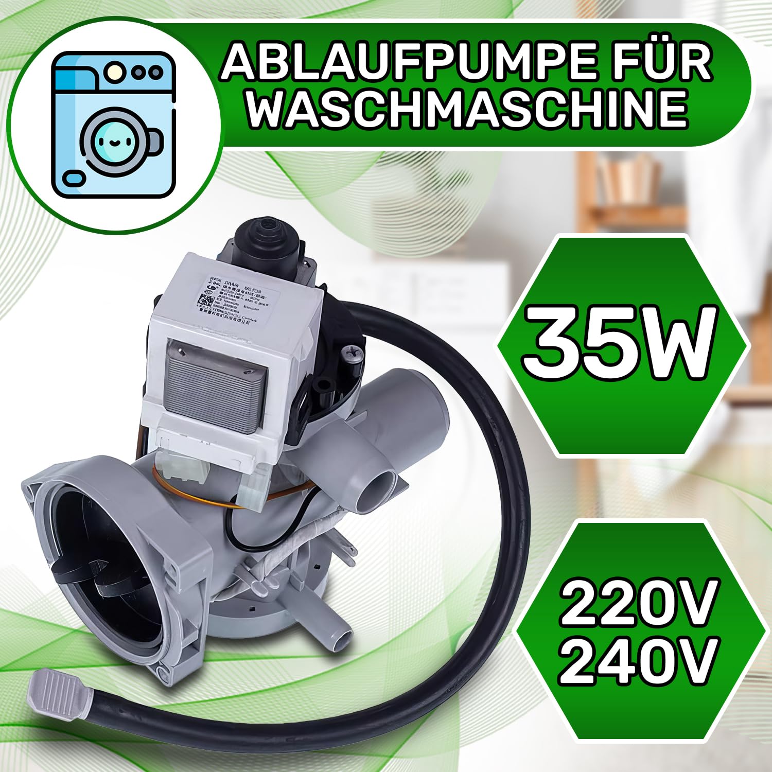 Pompa odpływowa pralka 35W 220V / 240V z oryginalnym kodem 5859EN1006B 5859EN1006M 5859EN1006S 5859ER1002M AHA73653502 EAU62263305 dla LG - 5 lat - ONIX TECH