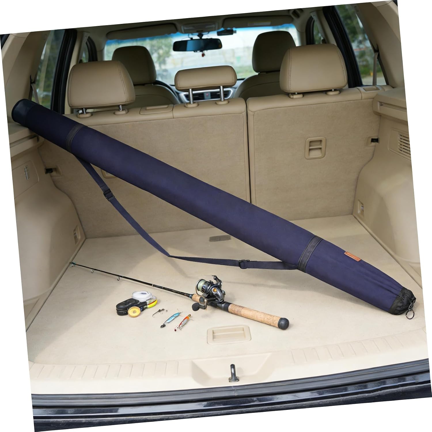 Ipetboom Canvas Fishing Rod Carrier Bag with Waterproof and Abrasion-Resistant Material Foldable Fishing Pole Holder for Camping and Travel Adventures and Umbrellas