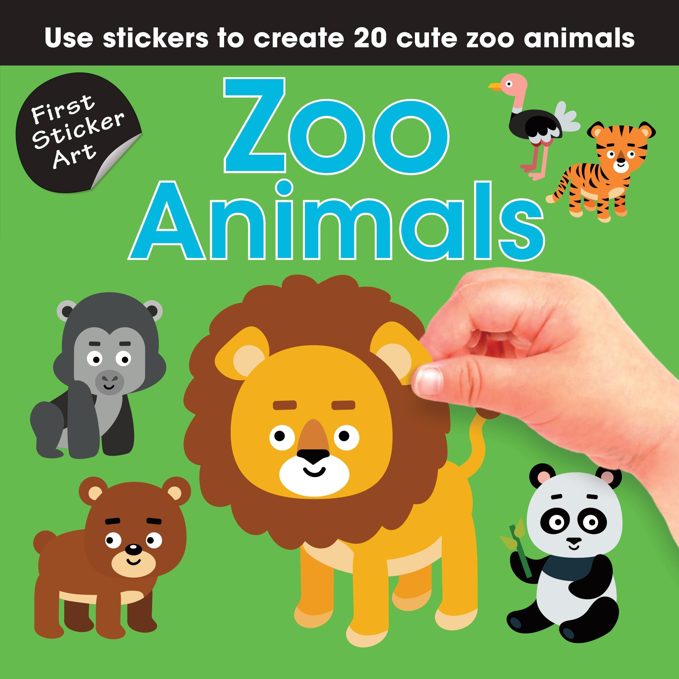 First Sticker Art: Zoo Animals: Color By Stickers for Kids, Make 20 Animal Pictures! (Independent Activity Book, Perfect Easter Basket Stuffer and Gift for Ages 3+)