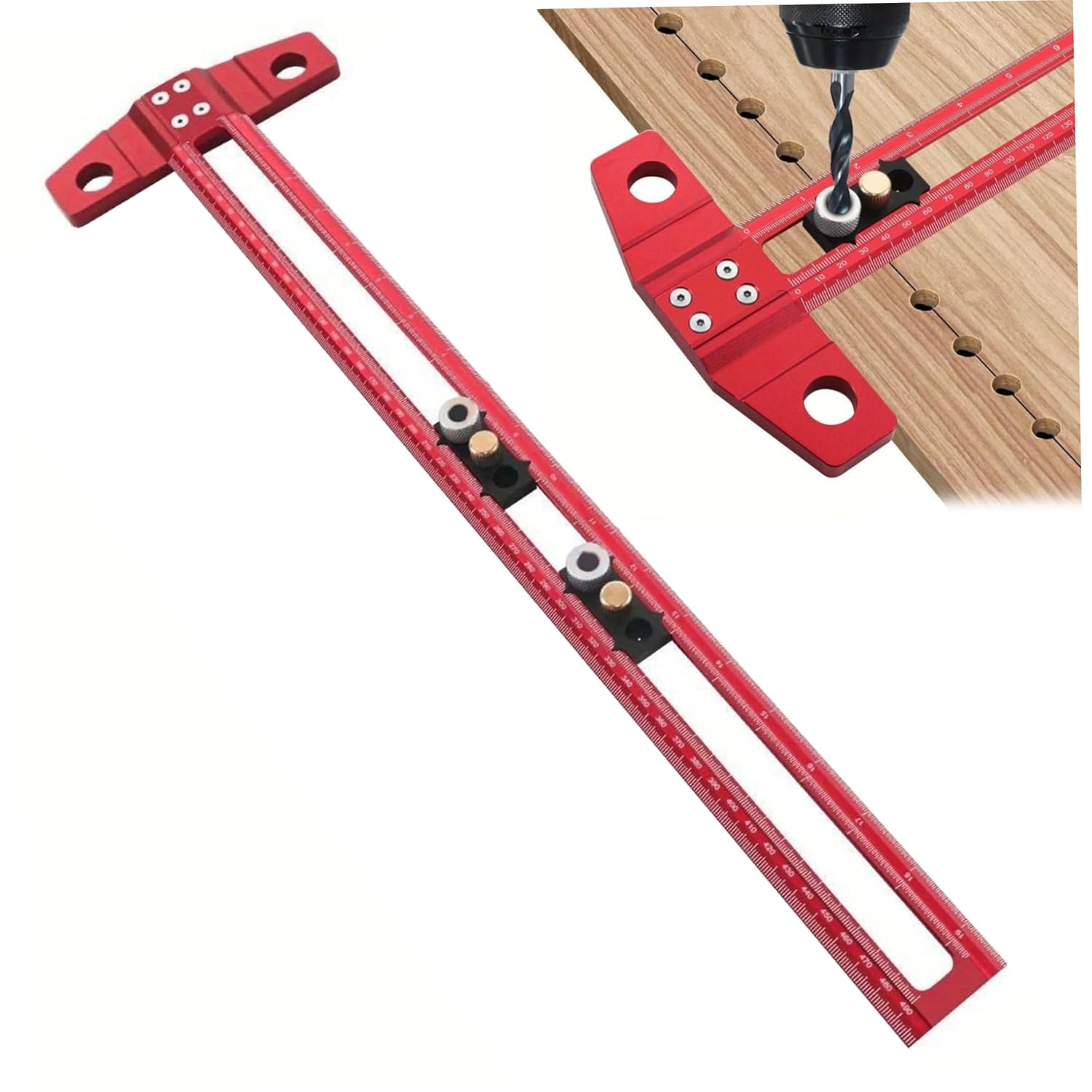 T-Square Ruler, 19.7 inch Aluminum Alloy Woodworking Ruler, Adjustable & Precision Drafting Tools for Art, Framing, Technical Drawing, Woodworking