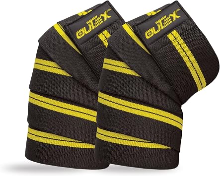 Outex Knee Wraps for Weightlifting Pair, 80" Long Knee Straps for Weightlifting, Powerlifting, Leg Press, Cross Training - Knee Wraps Support for Squat - for Men & Women
