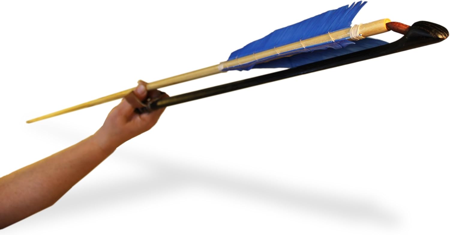 Carbonized Nanticoke Atlatl with Leather Handle (Black Charred Finish)