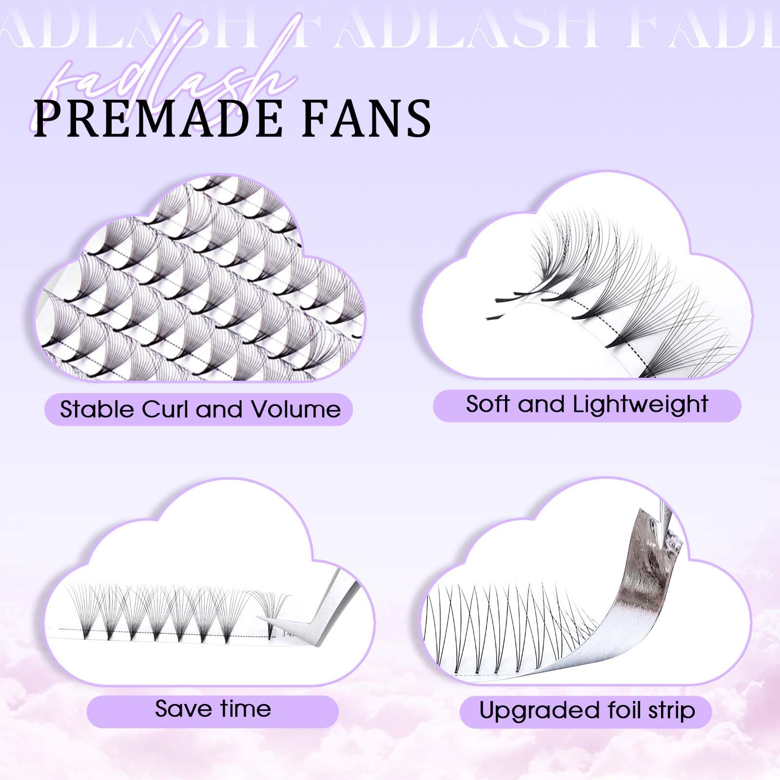Volumen Ruso 10D 0.07mm C Curl 15mm Prefabricados Extensiones de Pestañas Volume Lashes Extension Ruso Pestañas — view 175