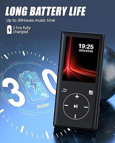 Miniatura 4 de Reproductor MP3 de 128 GB con Bluetooth, reproductor de música MP3 portátil con altavoz HiFi, pantalla de 2.4 pulgadas con grabadora de voz, radio