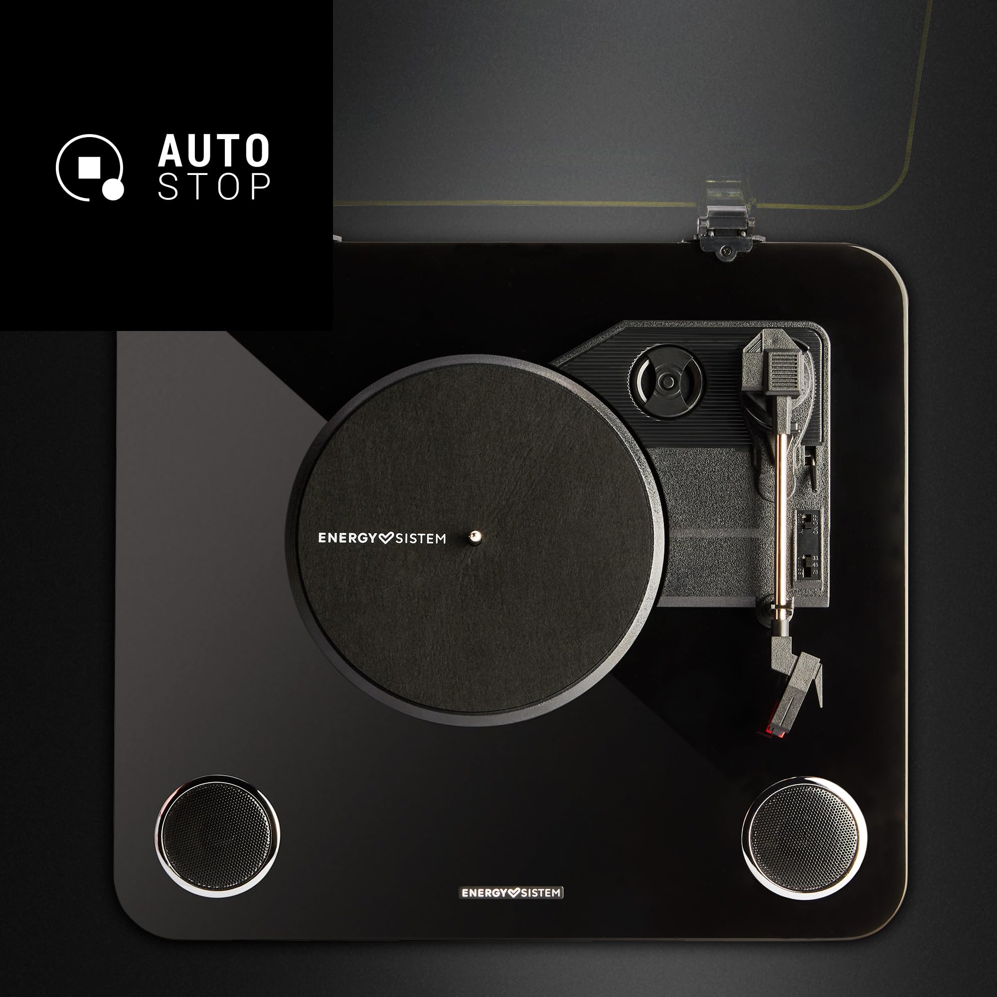 Energy Sistem Spin Giradischi Vinili Bluetooth Vintage Lettore LP 33 45 78 Giri Con Casse Integrate Altoparlanti 40W USB RCA Encoder Auto Stop Ago Magnetico Cartuccia Bambù Piatto Feltro