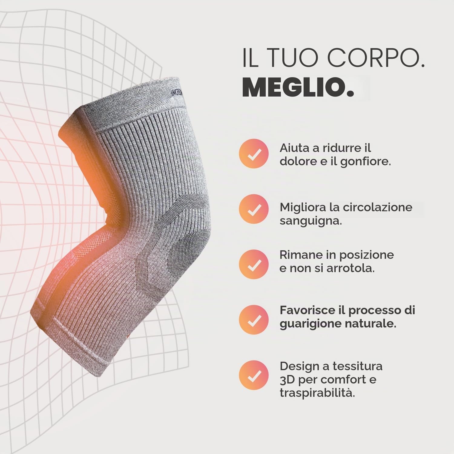 Incrediwear Manica Ginocchio Incrdibrace, Nero, Extra Large Unisex