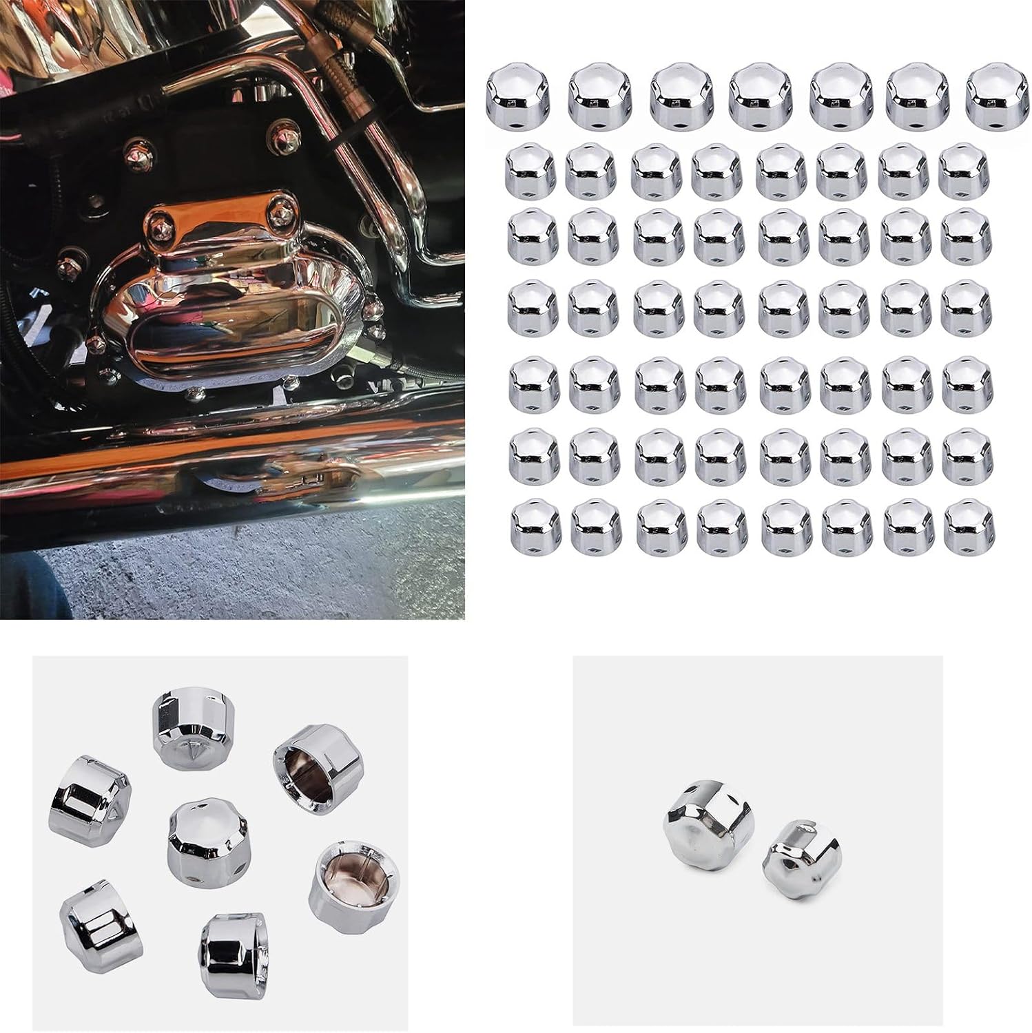 Cover Cap For Harley Twin Cam Models Road Glide Chrome Diamond Cut Low Crown Bolt Cap