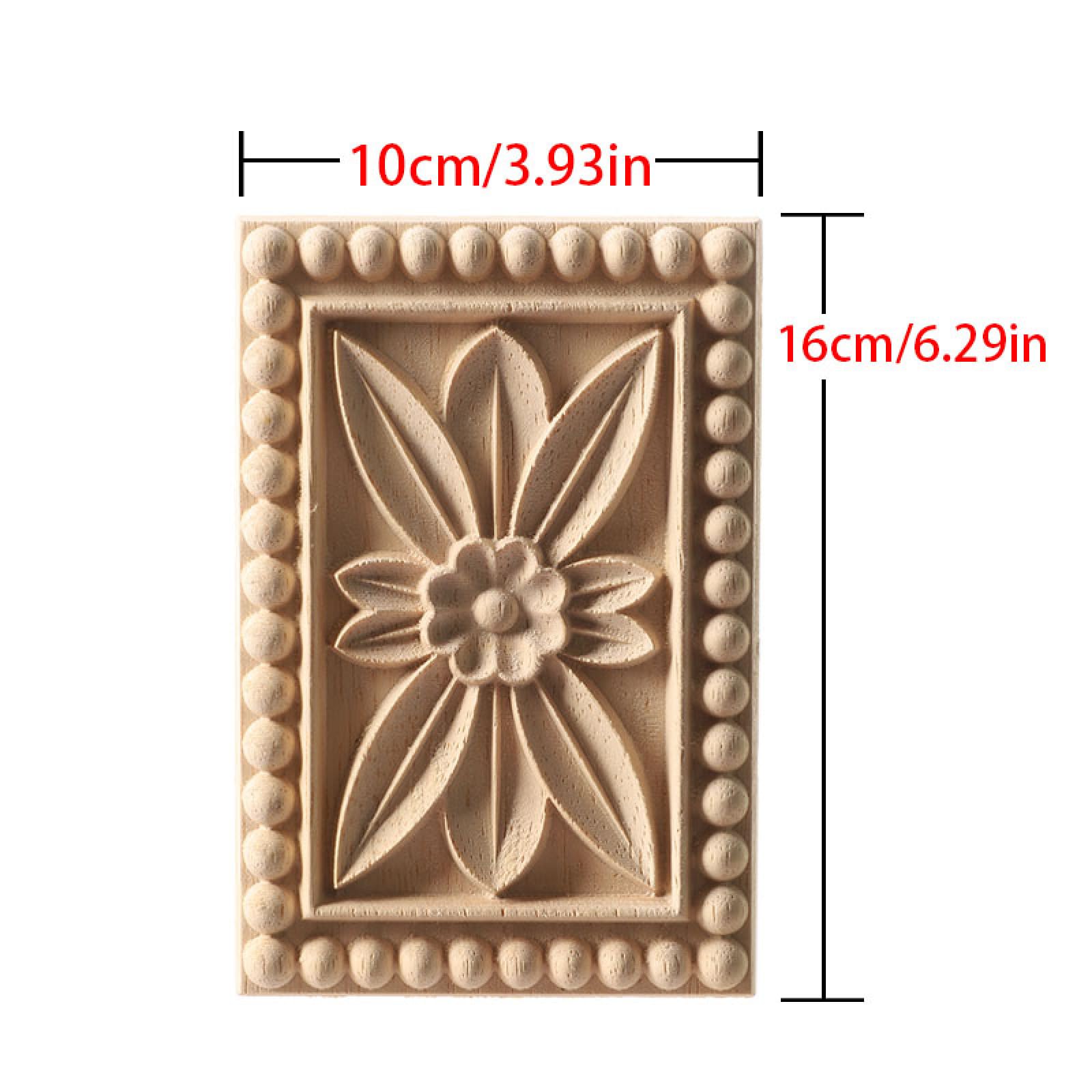 Amazon.com: Ornaments Home Rectangular Flower Wood Carving Decal