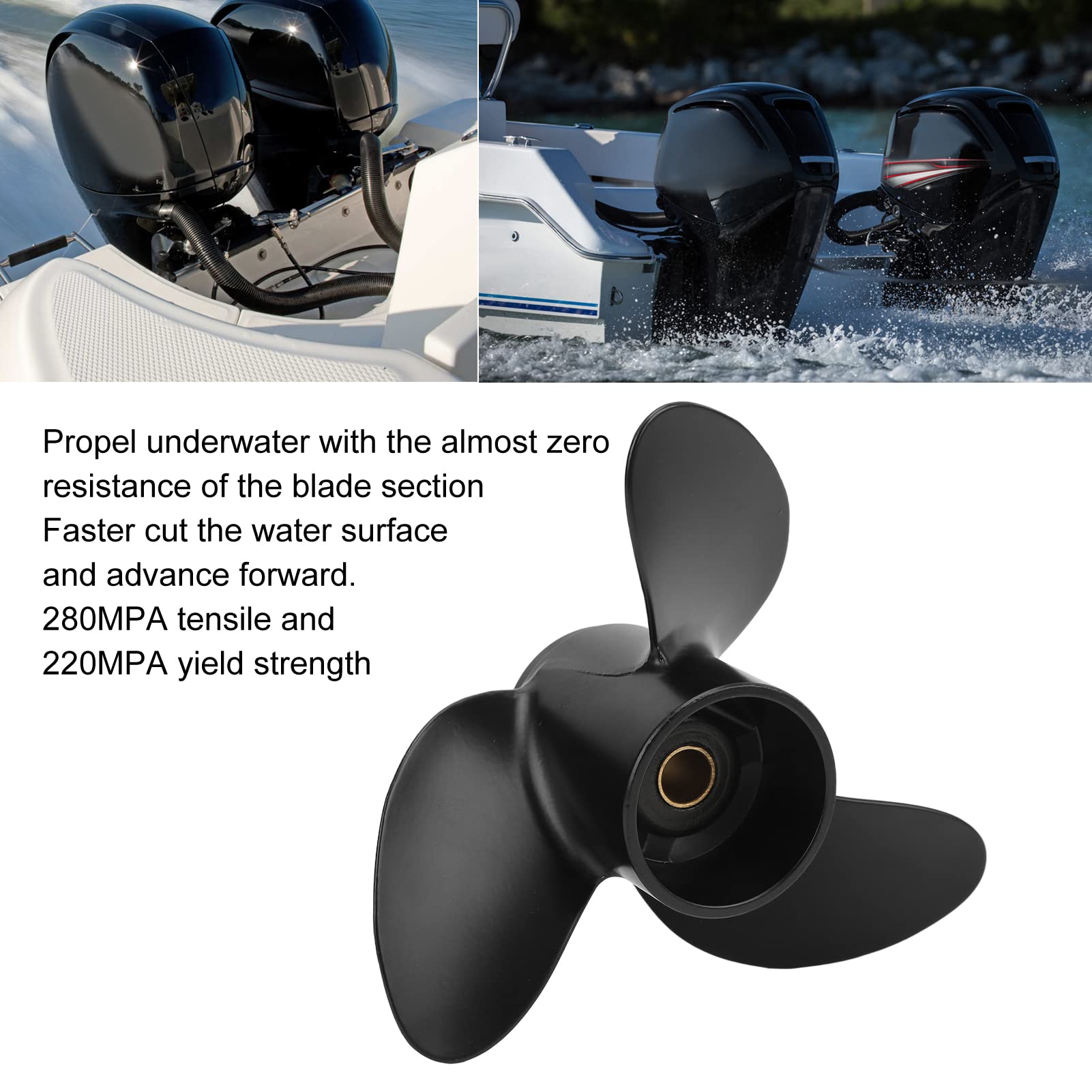 Marine Außenbordpropeller 3 Blätter 7,8 x 8 Zoll 12 Zähne RH Rotation Ersatz für TOHATSU 4-6 PS MFS4 4-Takt-Motor