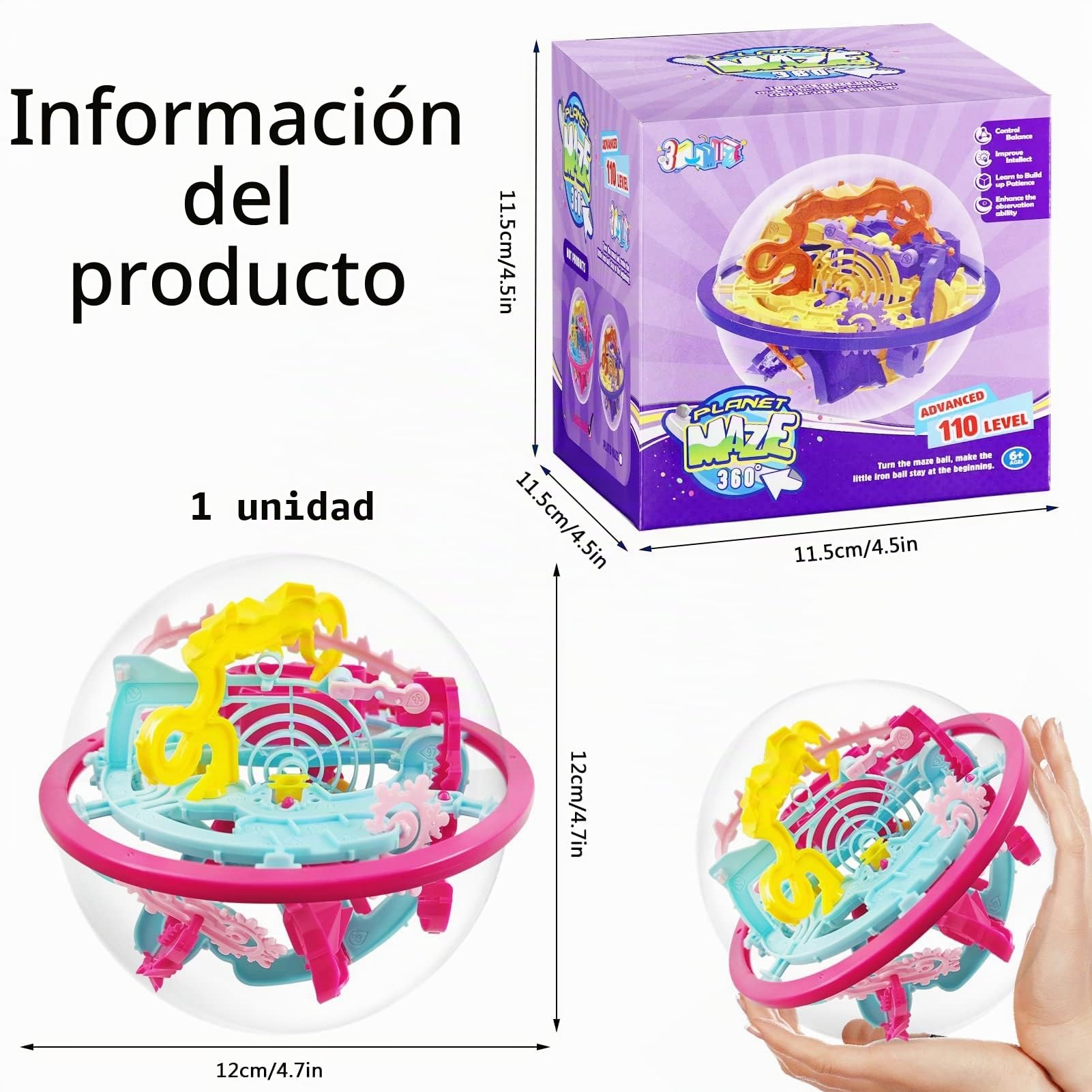 3D Laberinto Bola,3D Puzzle Ball con 110 Niveles para avanzados,3D Pelota Puzzle Juguetes,Laberinto Juguetes esféricos,Maze Ball Game,Palacio Bola Laberinto,3D Laberinto Rompeca (Color)