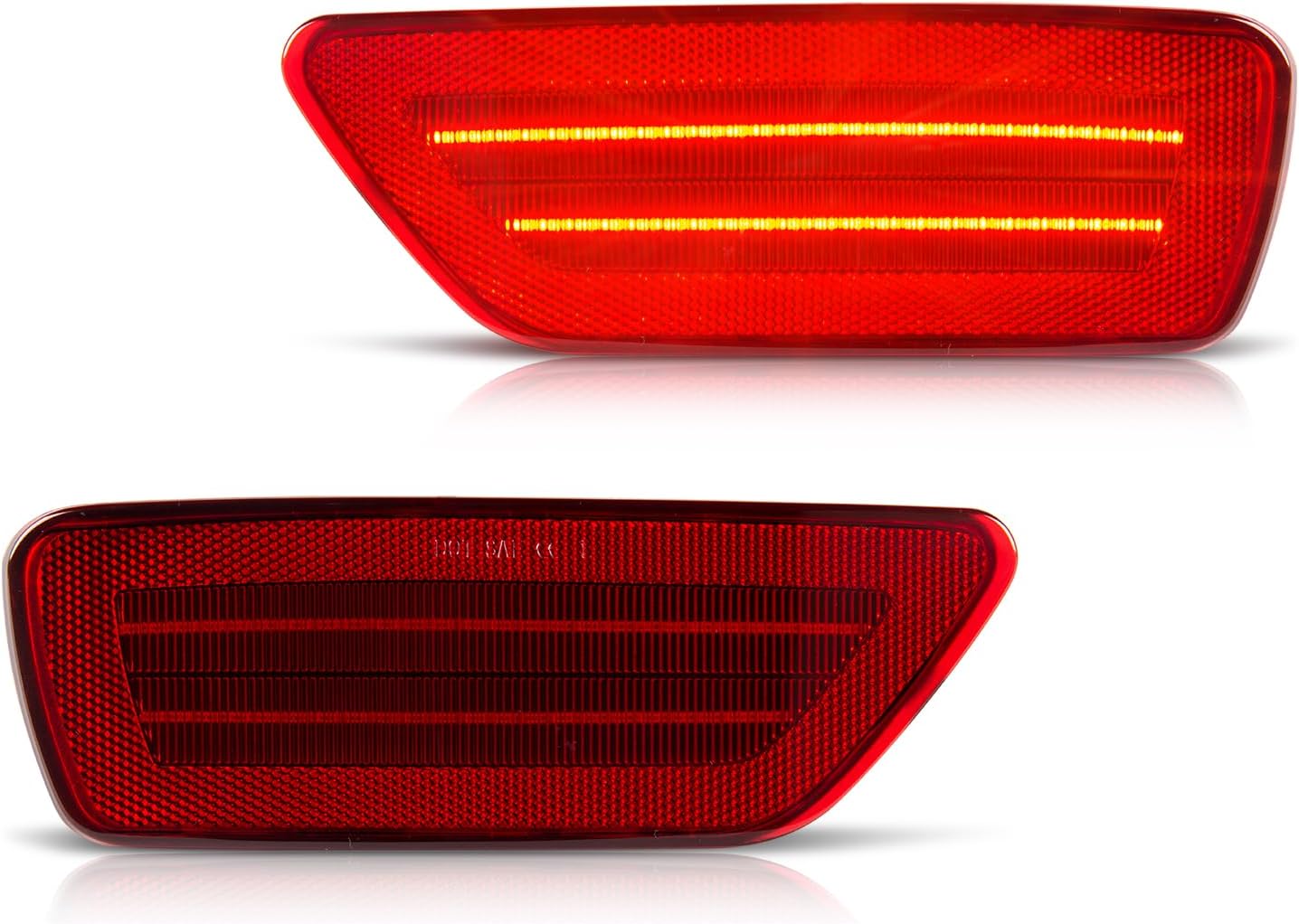 Gempro Rear Bumper Led Reflector Lights Lamp for 2011-2021 Jeep Grand Cherokee, 2013-2017 Patriot, 2011-2020 Dodge Journey, 2PCS (Smoked Len)