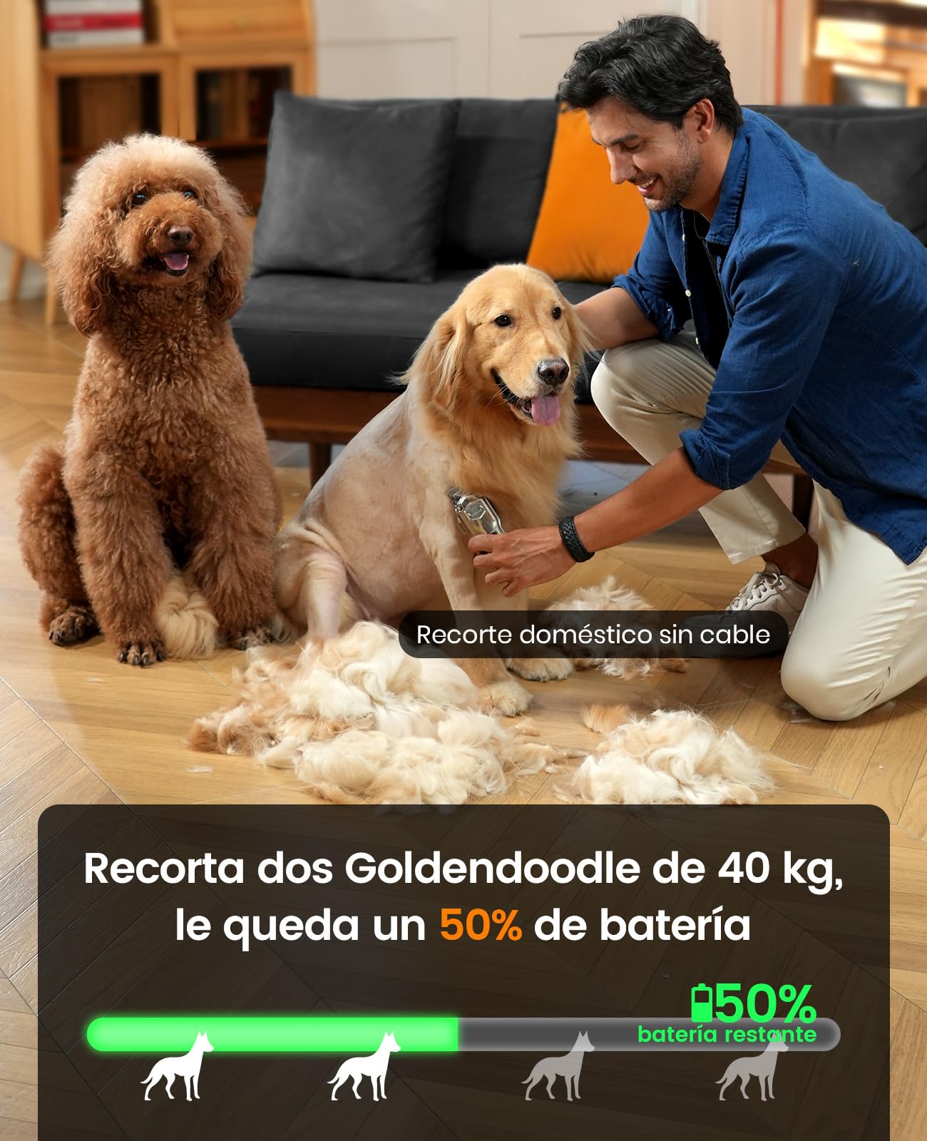 oneisall Quiet Cortapelos para Perros con Peine Guía Metálico, Profesional Cortapelos Perros y Gatos sin Cable, Alto Rendimiento Maquina pelar Perros pelo grueso, rizado, fino, largo y ondulado