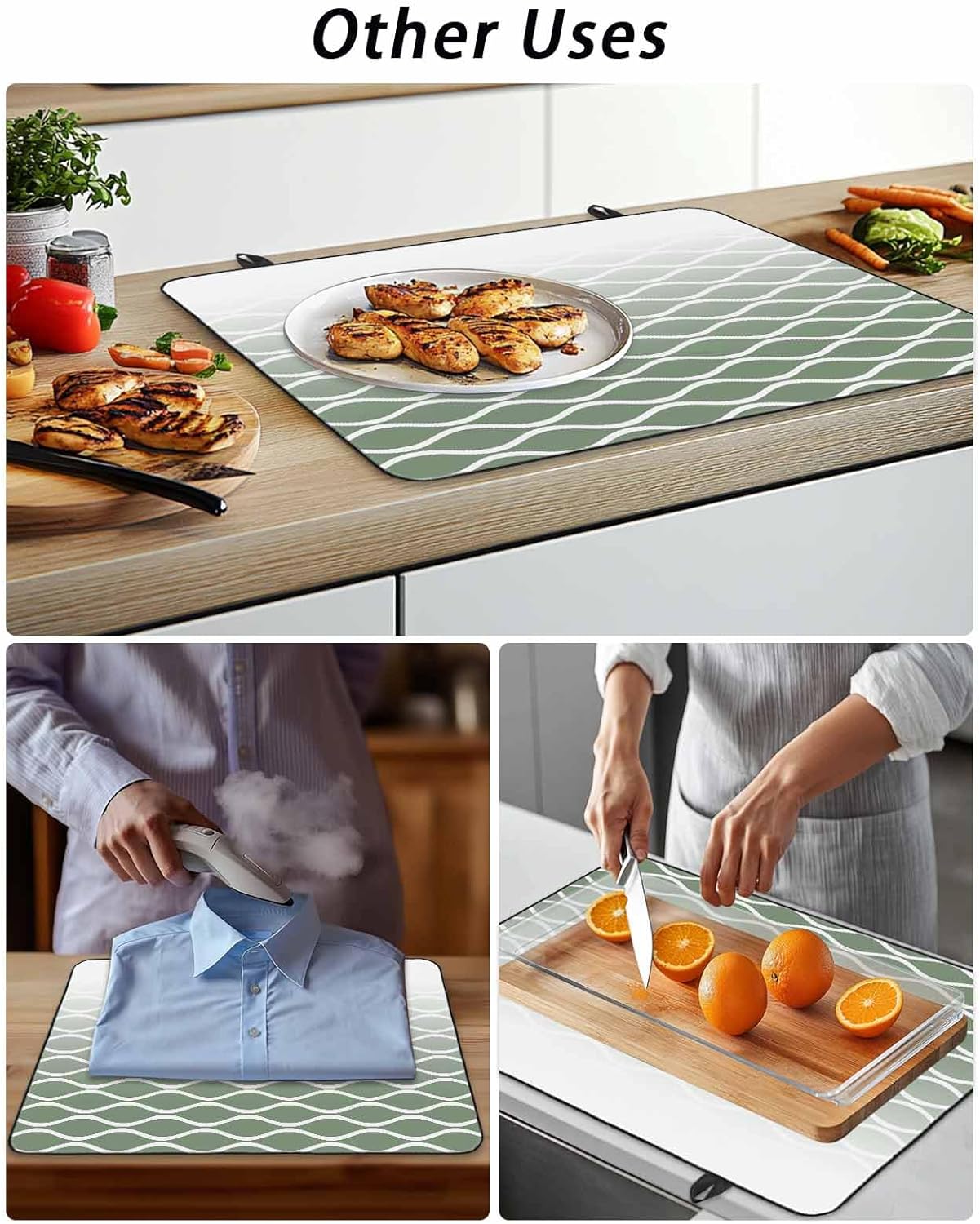 Stove Top Cover Sage Green Ombre Morocco Stove Cover for Electric Stove Top Modern Geometric Wave Lines Glass Cooktop Covers Anti-Slip Mat Heat R esistant Countertop Protector Kitchen Decor 31"x24"