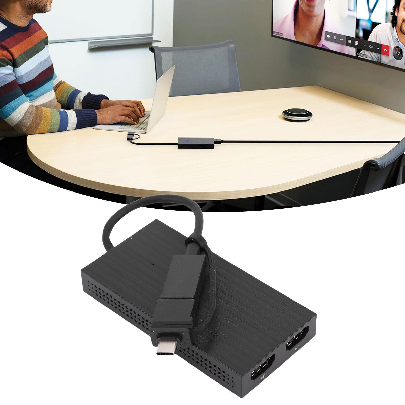 SUNGOOYUE Podwójny Adapter HDMI do 2 Monitorów, Adapter USB C do Podwójnego HDMI 4k 60 Hz, Rozdzielacz Monitora USB 3.0 do 2 do Laptopa Komputer Stacjonarny Stacja Robocza do