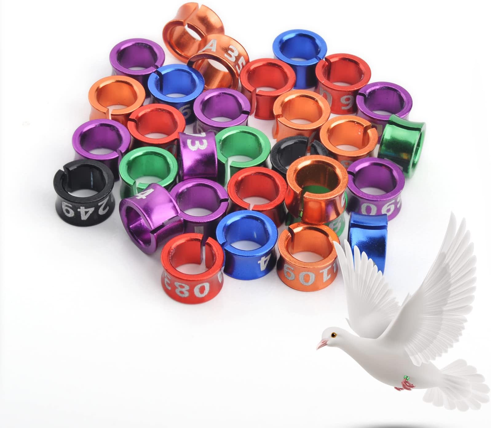 PFCKE Open Bird Ring Bird Band Bird Foot Ring Bird Leg Bands Rings for Birds Tags Aluminum Alloy Split Ring Mixed Color for Parrots Hibiscus Bird Finches Etc 50Pcs