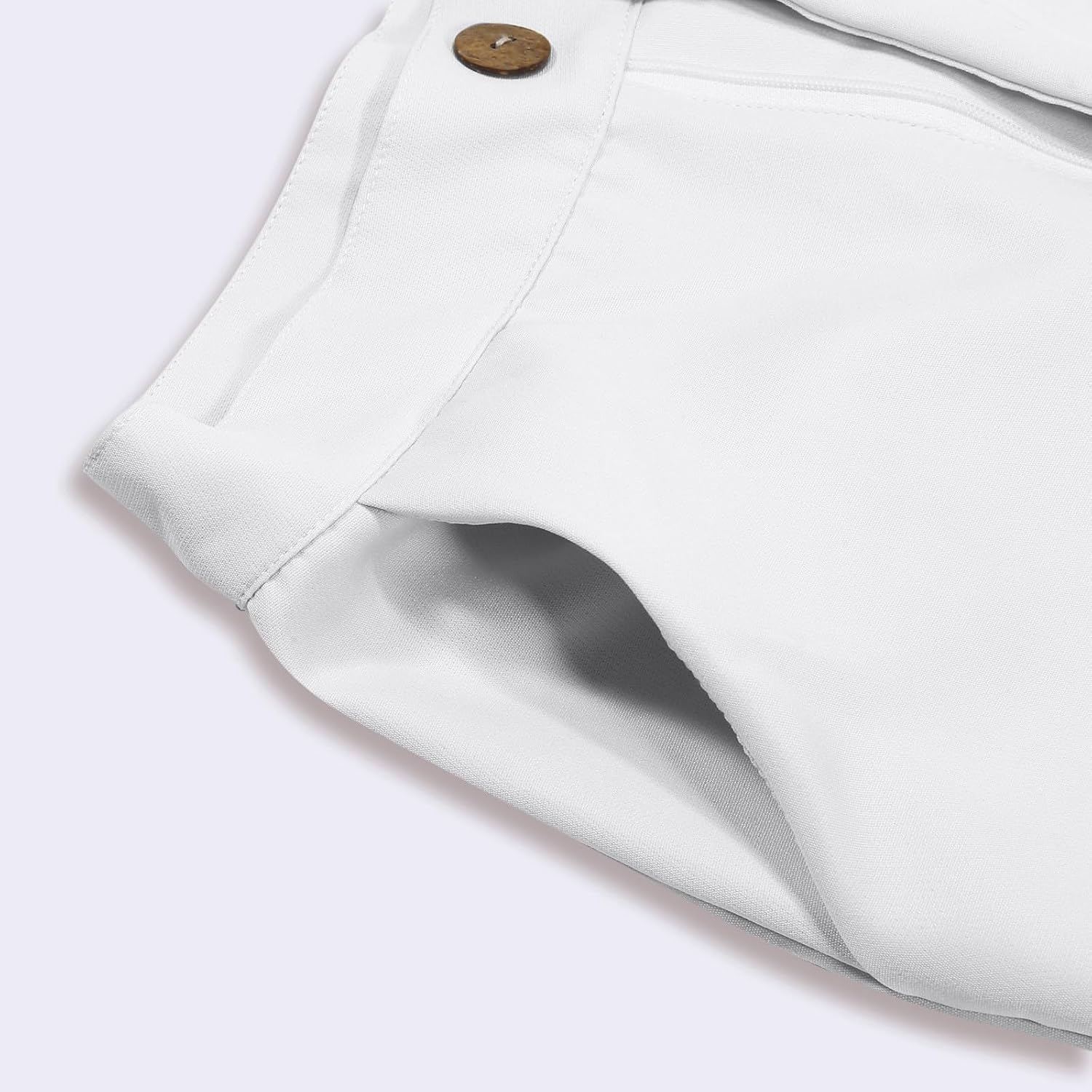 Boys Chino Pants School Uniform Stretch Straight Fit Flat Front & Comfortable Waistband Youth Trousers with Pockets 5-6 Years White