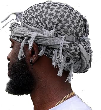 JILIYUPA Satin Lined Turban with Long Twist Straps - Silky Head Wraps for Men - Halo Turban Head Scarf