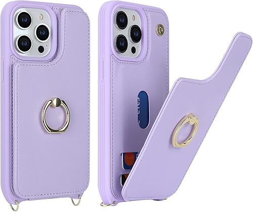 Miniatura 9 de Funda para iPhone 13 Pro MaxiPhone 12 Pro Max con tarjetero para mujer, correa cruzada, soporte para tarjeta de crédito, soporte de anillo, cierre a