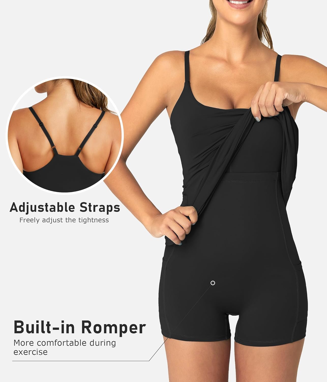 Womens Tennis Dress with Built-in Bra & Shorts Athletic Dress Workout Dress Exercise Dress with Pockets Golf Dress - Image 3