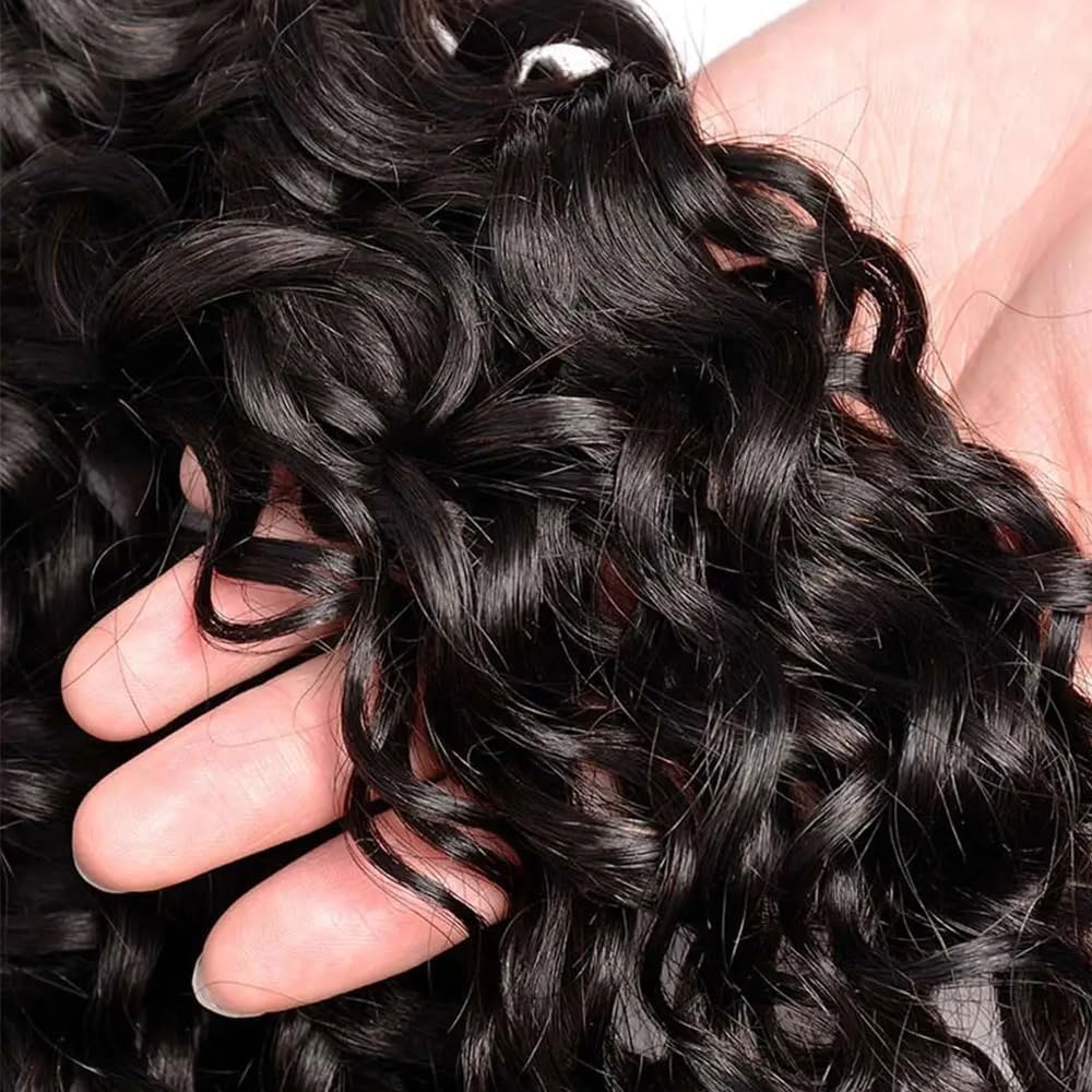 Kinky Curly Bundles Human Hair #1B Natural Black Curly Wave Bundle Human Hair Extensions Unprocessed Virgin Hair 3 Bundles 100 Gram/Bundle 18 20 22 Inch