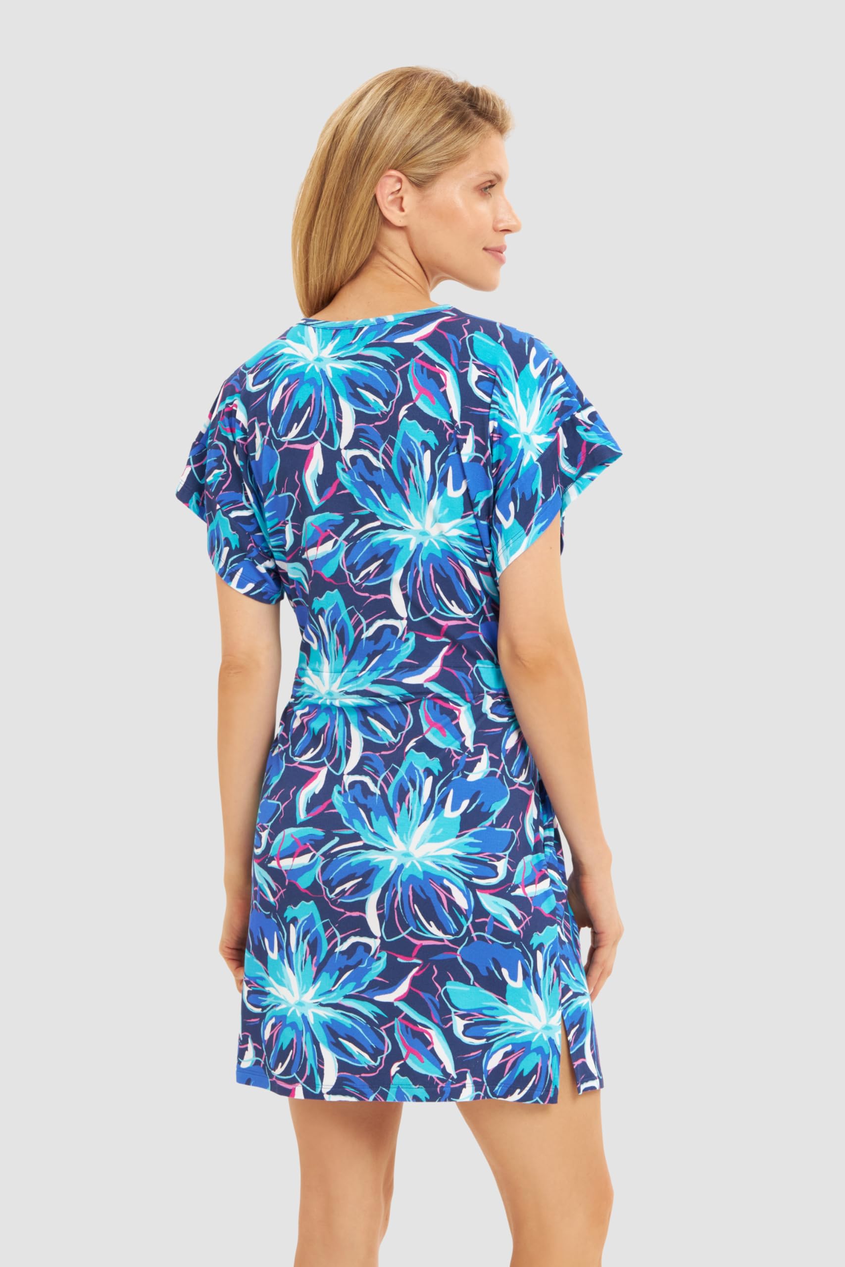 Rösch Strandkleid Kurzarm im Blumendruck Neonfarben zum Binden Baumwolle/Elasthan 1245557