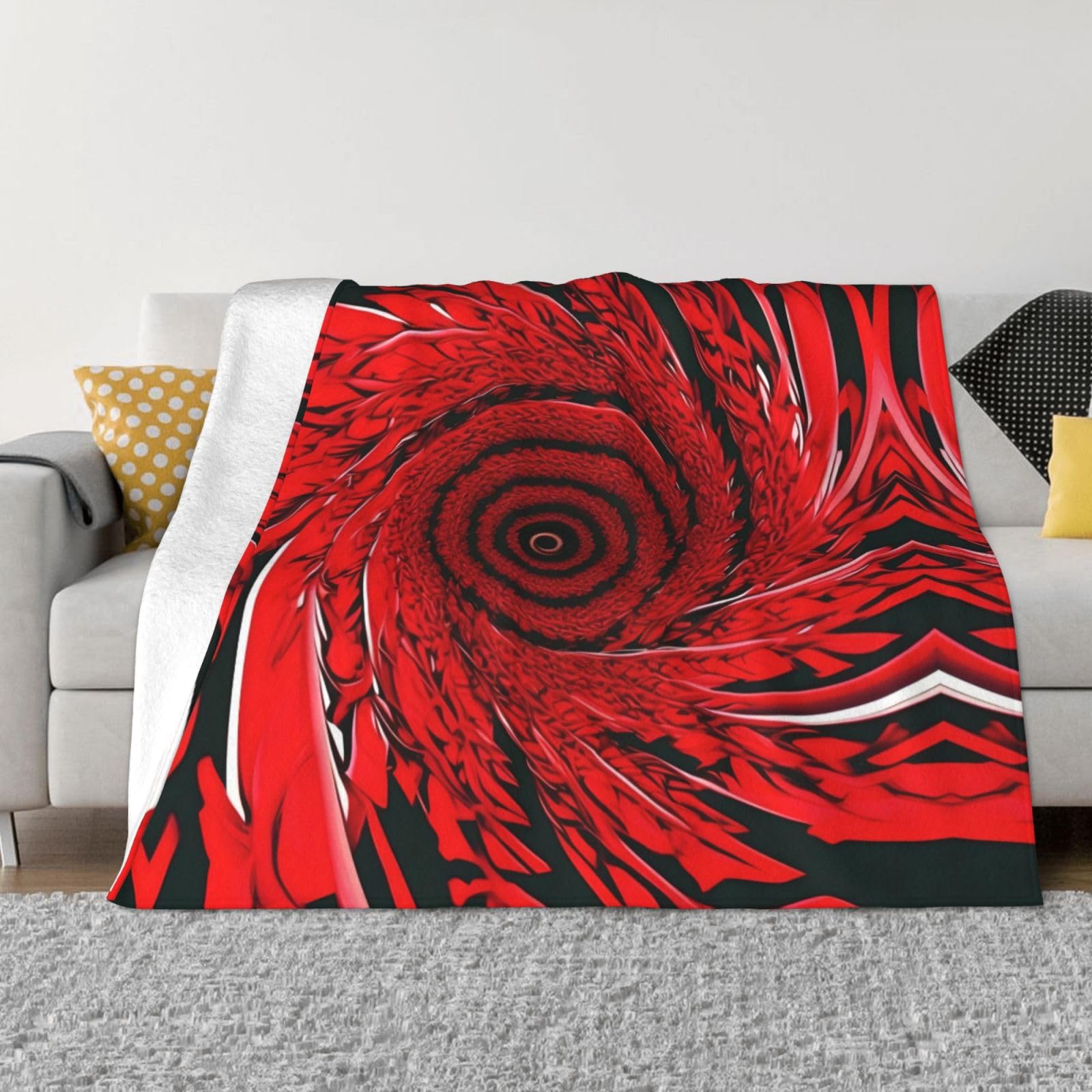 Couverture polaire rouge à motif vortex 127x152 cm pour lit et canapé